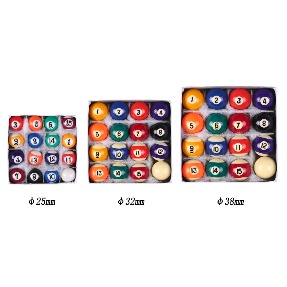 25MM / 32MM / 38MM Children Billiards Table Balls Set Polyester Resin Small Pool Cue Balls Full Set Snooker Balls for Kids