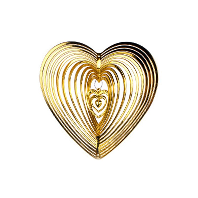 Coração batendo vento spinner plástico vento coletor amor vento carrilhão girando vento carrilhão pendurar decoração do jardim ornamento pássaro scarer: Dourado