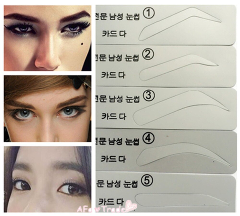 5 pçs sobrancelha estêncil para masculino e feminino sobrancelha modelo pintado ferramentas de maquiagem para sobrancelhas de olho