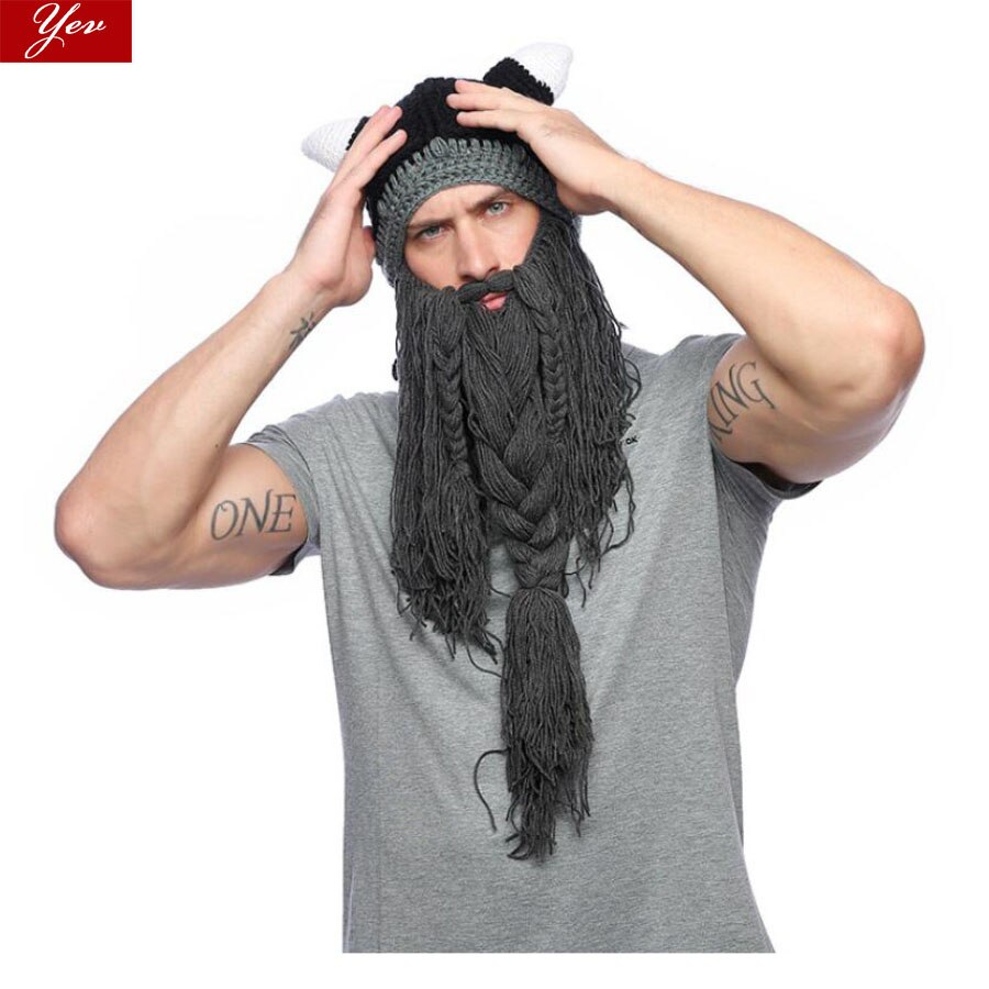 Vikings – chapeau en corne pour hommes et femmes, nouveauté, tricoté, drôle, fait à la main, pour fête d'halloween, hip hop, automne et hiver