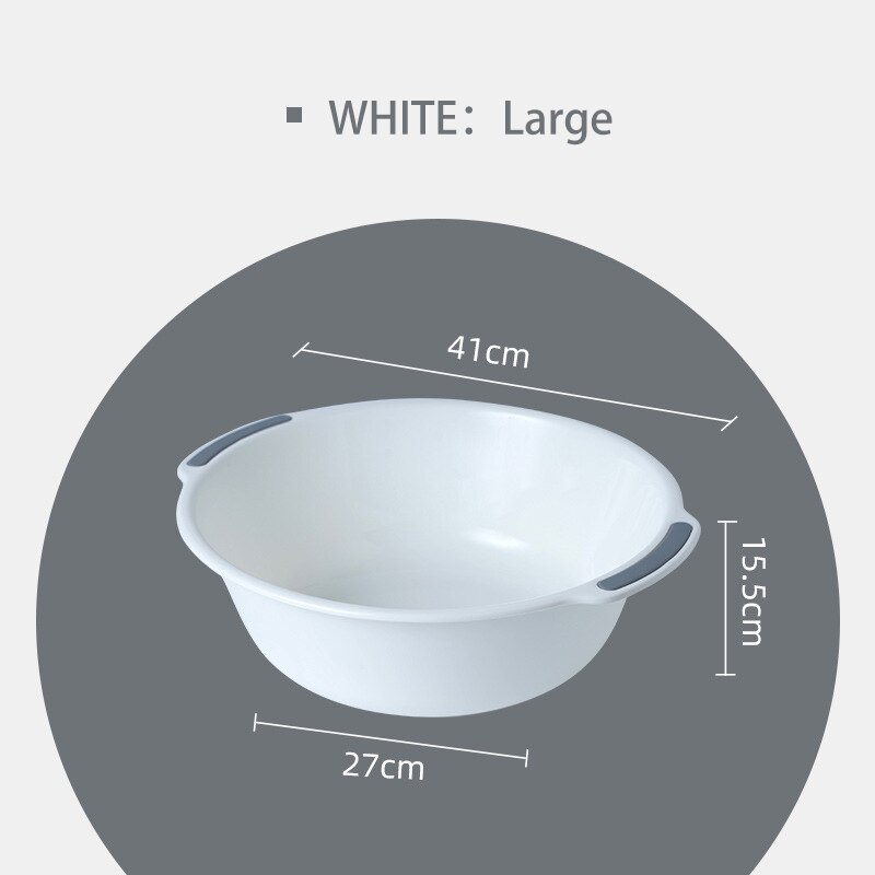 Household Large Thickened Baby Washing Clothes Plastic Washbasin Kitchen Fruit Dish Basin Student Dormitory Washbasin Washbasin: White Large