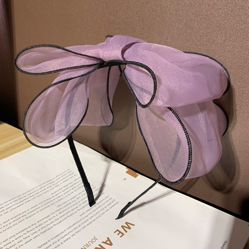 Organza diademas para el pelo anudado cintillo, joya para el pelo bisel turbante las mujeres las niñas accesorios para el pelo de arco cabeza de aro: Morado