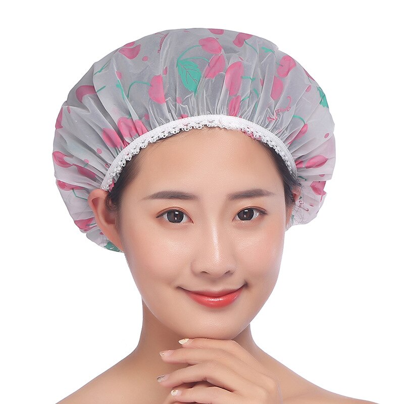 Waterproof Wave Point Bath Shower Cap Hat Elastic Shower Hat Reusable Bath Head Hair Cap For Women Salon Shower Bathroom