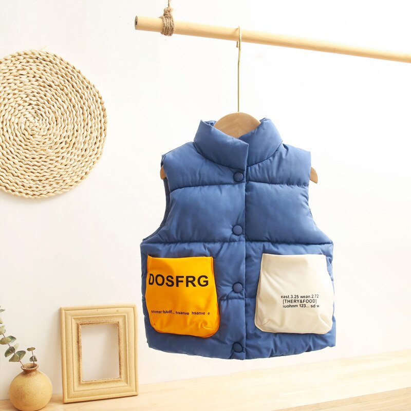 Meisjes jongens casual wintervest baby kinderen warm vest bovenkleding: Blauw / 130