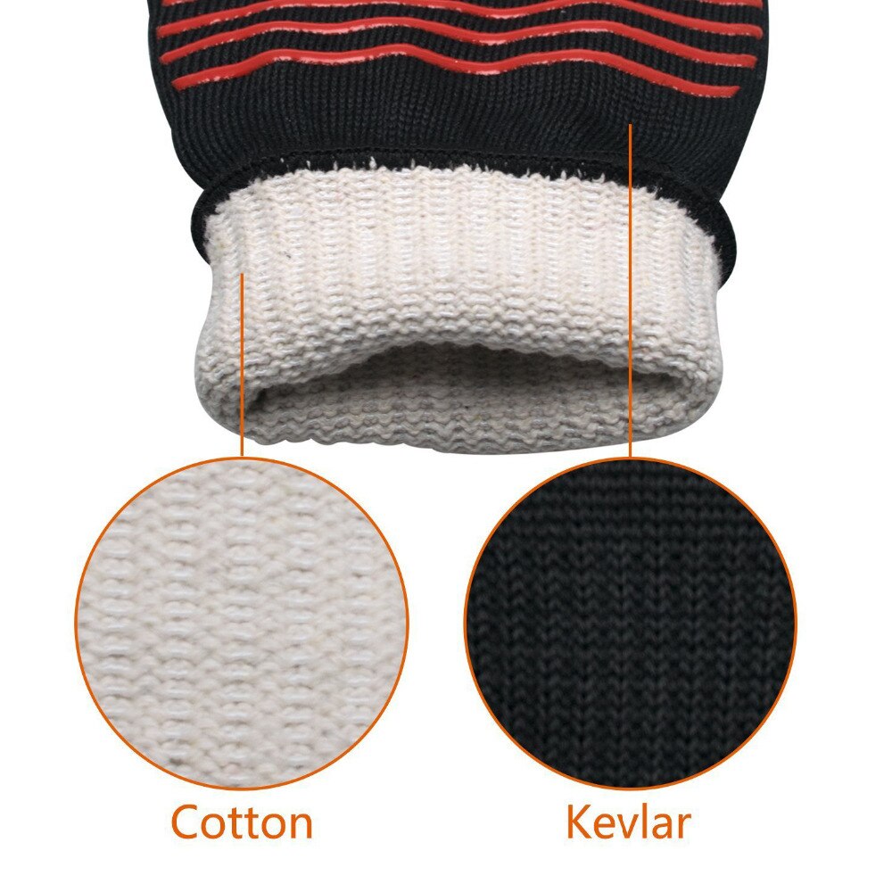 1 par varmebestandig handske nyttig bacon mikroovn handske silikone og kevlar høj temperatur resistent