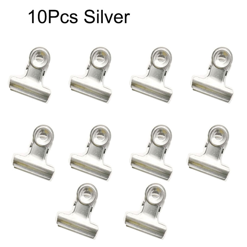 10Pcs Mini Bulldog Clips 22mm Metal Hinge Clips Stainless Steel Paper Binder Clamps For Tags Bags Shops Office Home Kitchen: WHITE