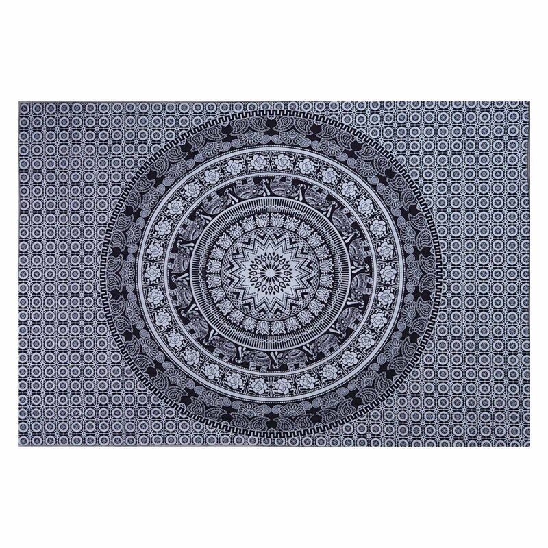 Indiano Mandala elefante stampa digitale 3D appeso a parete arazzo telo cavalla tenda da viaggio coperta da campeggio decorazione domestica M7DA: Grigio scuro