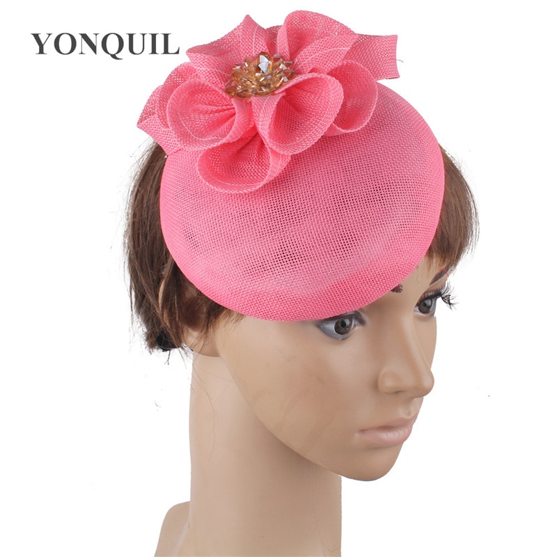 Licht Paars Vrouwen Tovenaar Cap Haar Clip Mooie Bloem Mesh Hoofddeksels Handgemaakte Voor Dames Wedding Hoedenzaak Cap Haar Clips