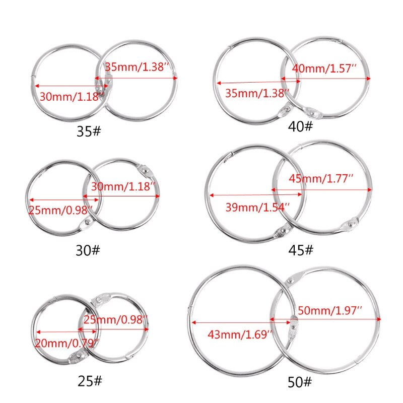Anilla de encuadernación de Metal para libros, carpeta de hojas sueltas, anilla de aro, llavero multifuncional, carpeta de libros, suministros de encuadernación para oficina, 10 Uds.