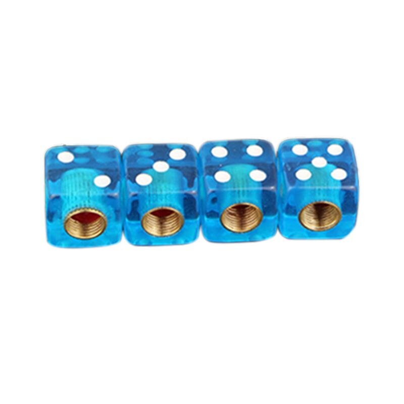 4pcs Dice Shape Car Truck Wheel Tire Air Valve Stem Cover Dust Cap Bicycle Valve: Sky Blue