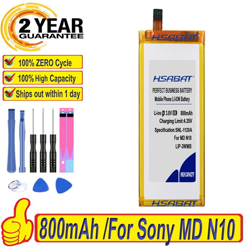 Top Brand 100% 800mAh LIP-3WMB Battery for Sony MZ-N10 MD N10 Batteries + free tools