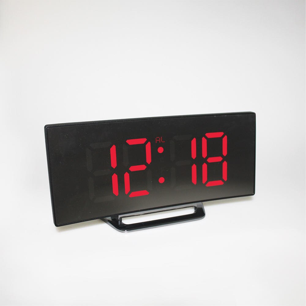 Digital Alarm Clock 7 Inch Curved Dimmable LED Digital Clock for Kids Bedroom Green Large Number Clock Lightweight: Red