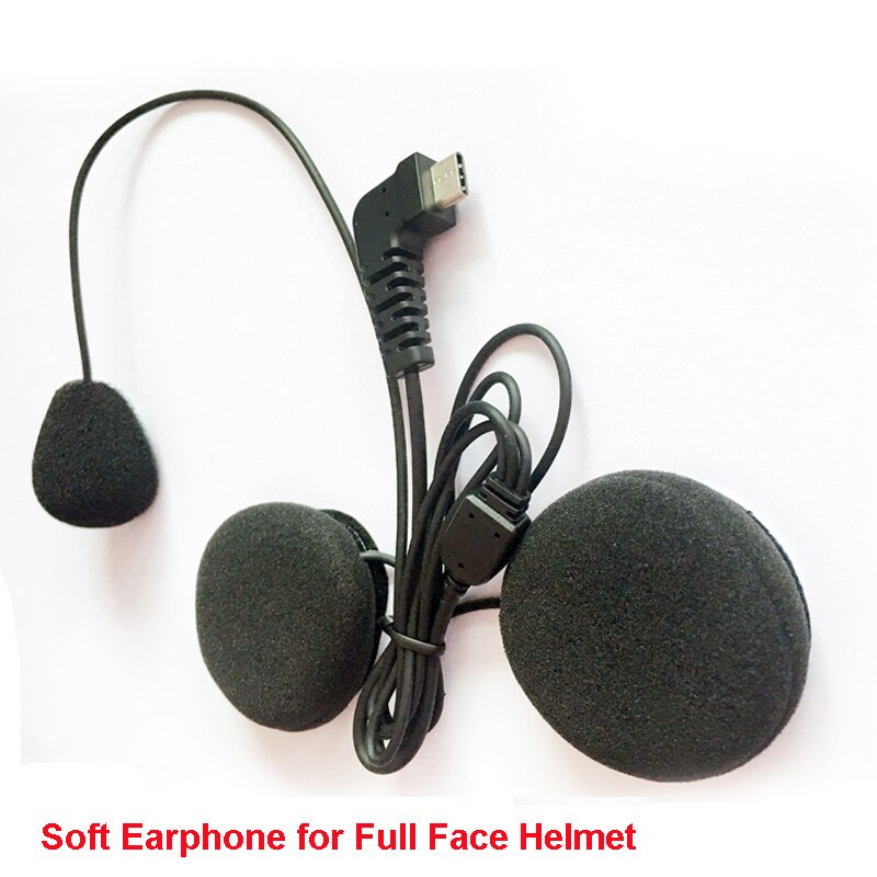 Tipo-C USB micrófono altavoz para BT-S2 BT-S3 intercomunicador Bluetooth de motocicleta Interphone para abrir el casco la máscara: 1pcs soft earphone
