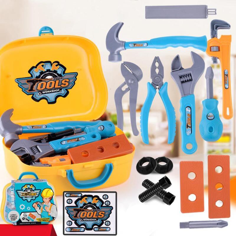 14Pcs Kinder Tragbare Toolbox Spielzeug Simulation Demontage Reparatur Tool Set Pretend Spielen Spielzeug Kit