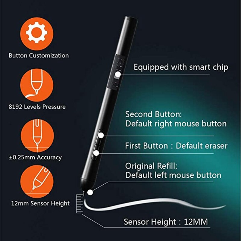 Ultra-Thin image Drawing Tablet Digital Tablet with 5 Hotkeys, Best for Artist, (8192 Levels Pressure)