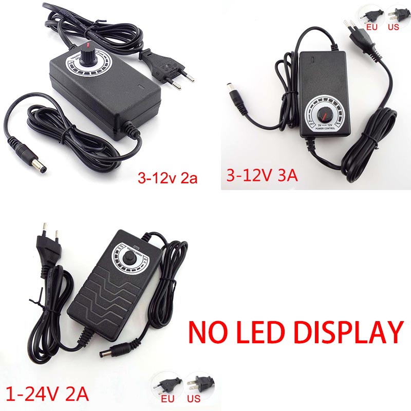 Adaptador de fuente de alimentación de AC100-240V a CC, 3-12V/3-24V, 3V, 6V, 9V, 12V, 15V, 18V, 24V, 2A, 5A, 10A, adaptador de conector de cargador ajustable
