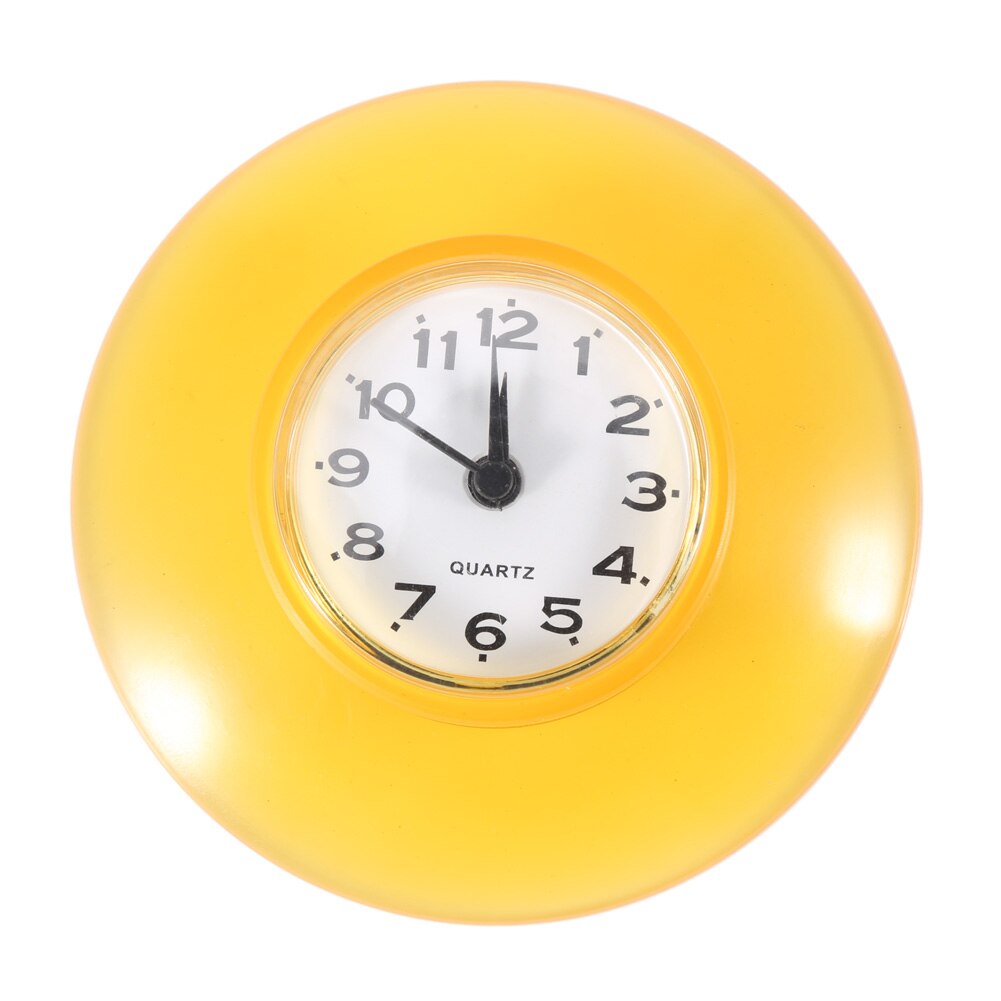 Salle de bain cuisine miroir ventouse horloge murale douche étanche Quartz horloges décoration: YELLOW