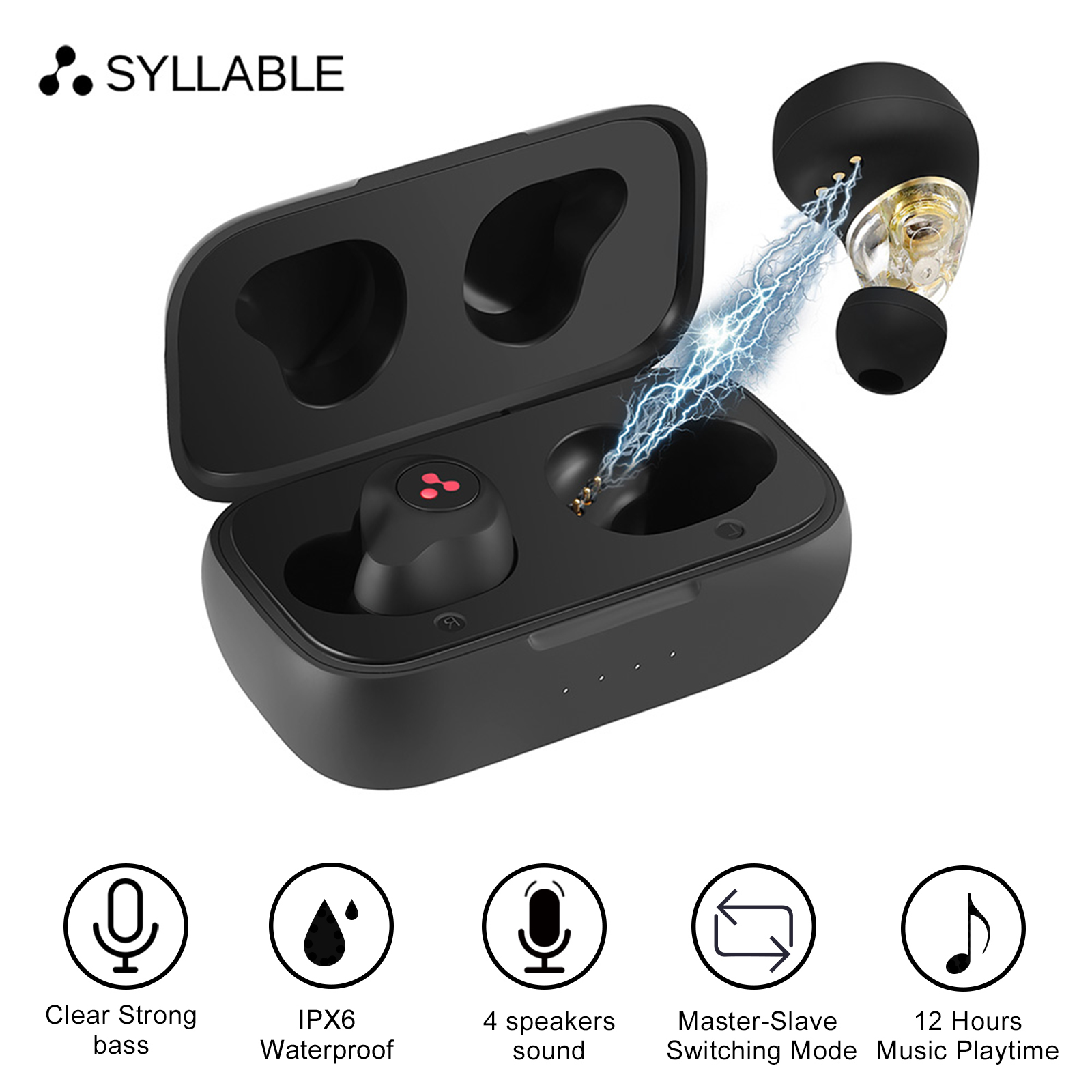 Newest SYLLABLE S115 Plus TWS of QCC3040 Chip Fit for V5.2 Earphones 12 hours True Wireless Stereo Earbuds Strong bass Headset