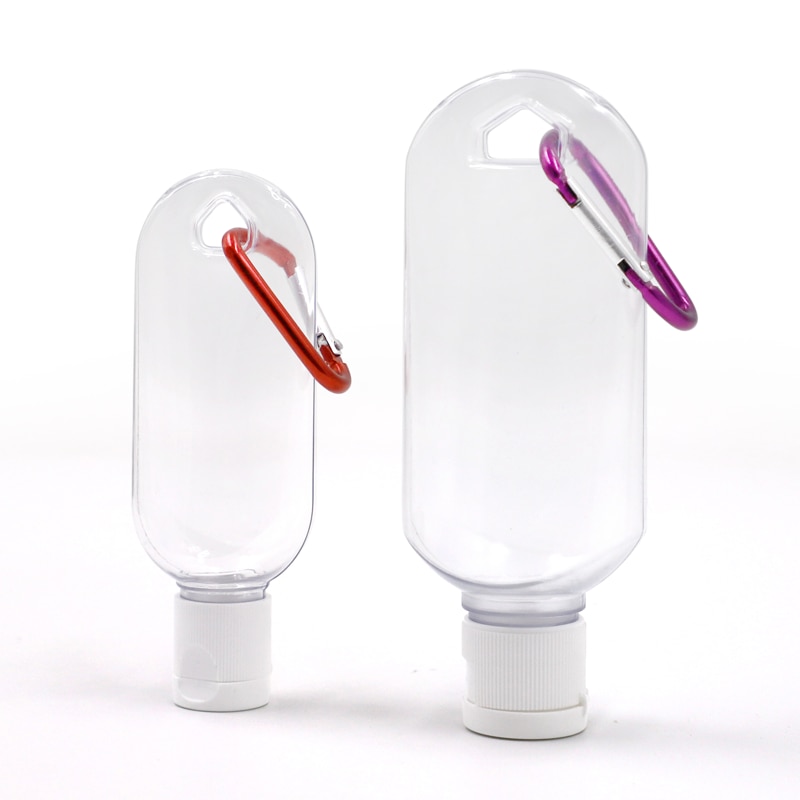 10 st/lot 30ml 60ml tomma påfyllningsbar flaska med nyckelring resa genomskinlig plast parfym min lilla flaska