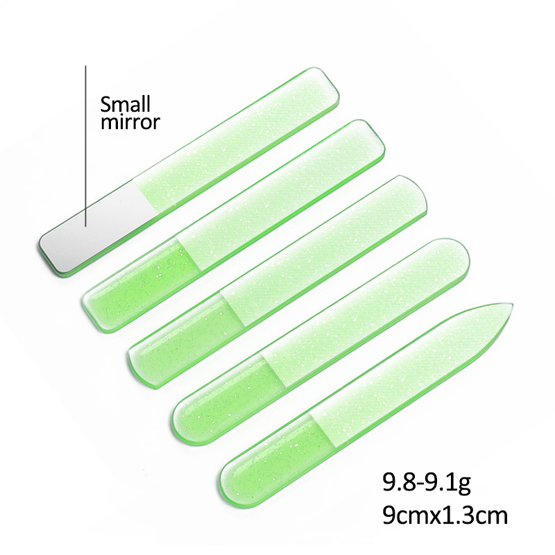Limes à ongles en verre Nano, ponçage Transparent, polissage, meulage, tampon à ongles, lime Durable, outil de manucure, 1/5 pièces: 5PCS-Green