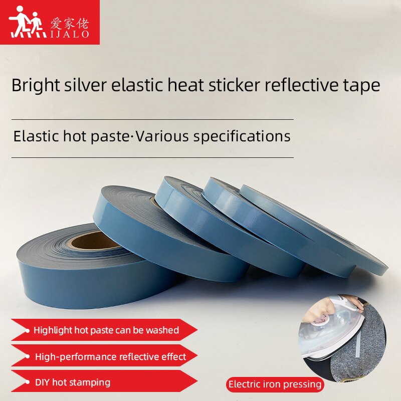 Elastische Warmteoverdracht Vinyl Film Hoge Zichtbaarheid Veilig Zilver Reflecterende Materiaal Diy Tape Ijzer Op Stof Kleding
