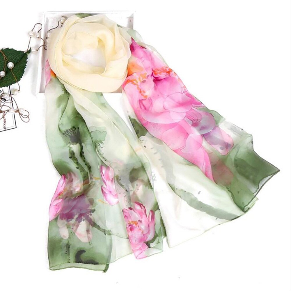 Newest Women Shawls Lotus Printing Long Soft Wrap Scarf Ladies Shawl Soft Scarves Fantastic Neckerchief Wraps ##: h