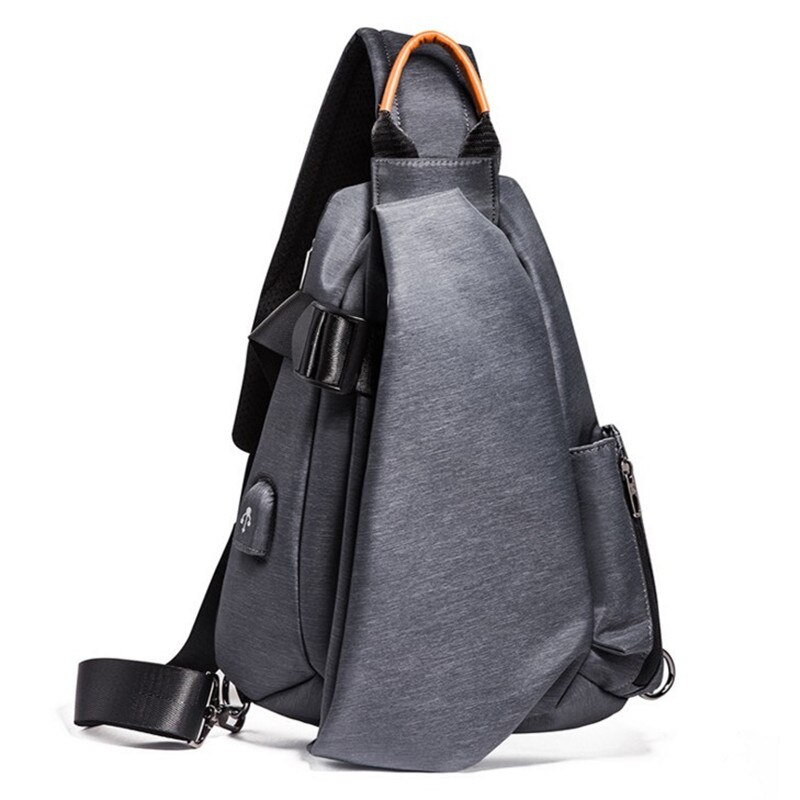 Bolsos de mensajero de Casual USB antirrobo de viaje bolso de pecho de hombro de viaje bolso de pecho Paquete de bolsos de cuerpo cruzado Masculino: grey