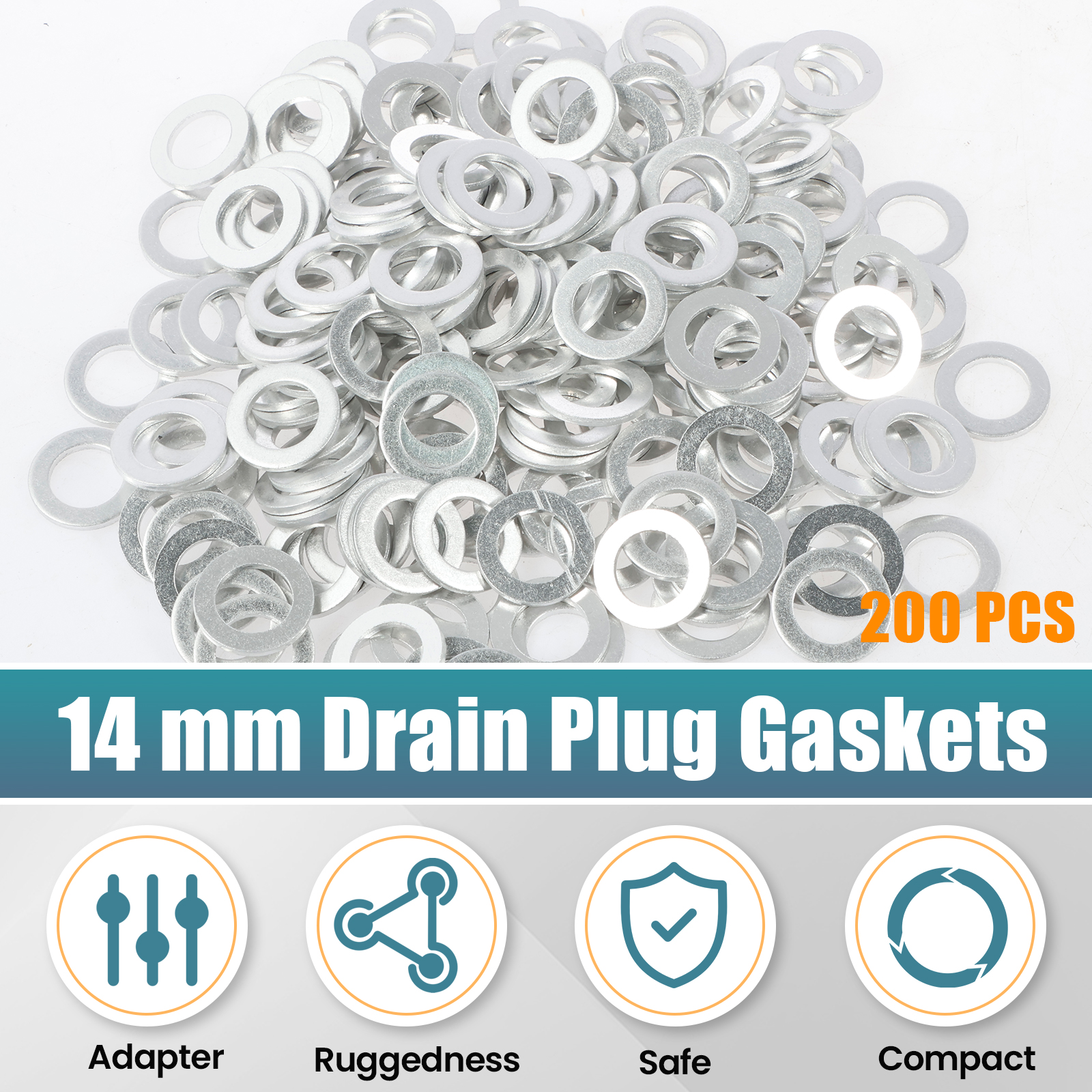 Junta de tapón de drenaje de aceite de 14mm, arandelas de trituración de aceite de motor de aleación de aluminio, sellos antideslizantes, accesorios exteriores automotrices de repuesto