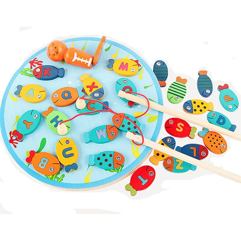 Magnetische Houten Fishing Game Speelgoed Voor Peuters-Alfabet Vis Vangen Spelletjes Speelgoed Voor 2 3 4 Jaar Oude Kinderen learning Math