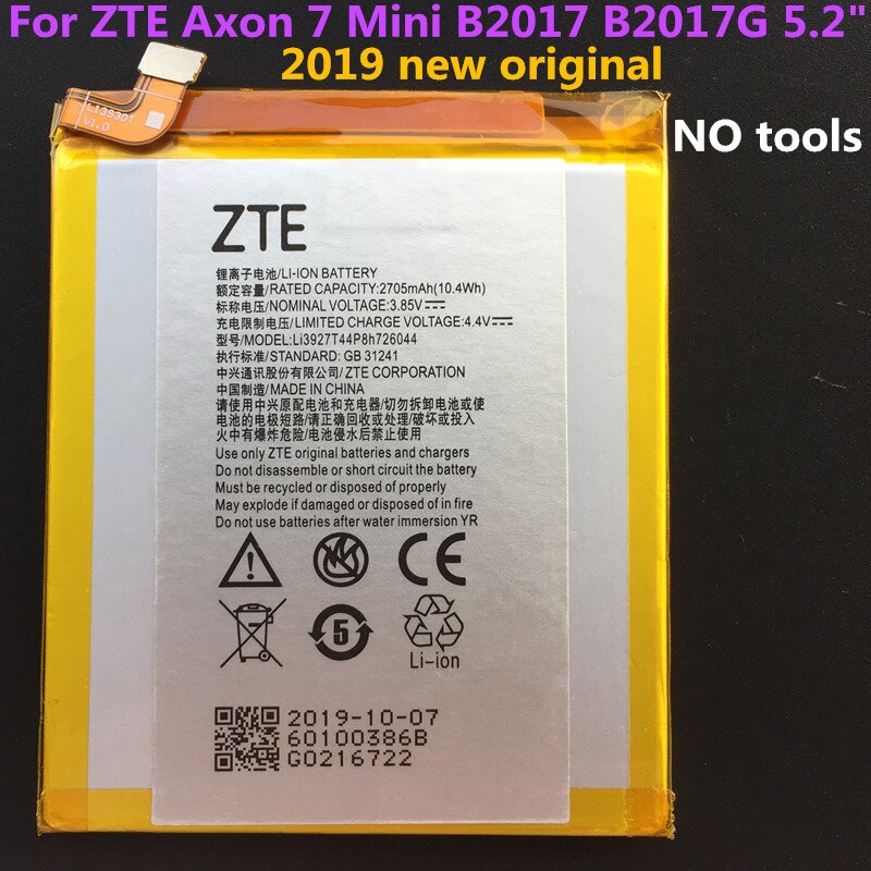 2705Mah Li3927T44P8h726044 Batterij Voor Zte Axon 7 Mini B2017 B2017G 5.2 "Mobiele Telefoon Batterij + gratis Tools: battery no tools