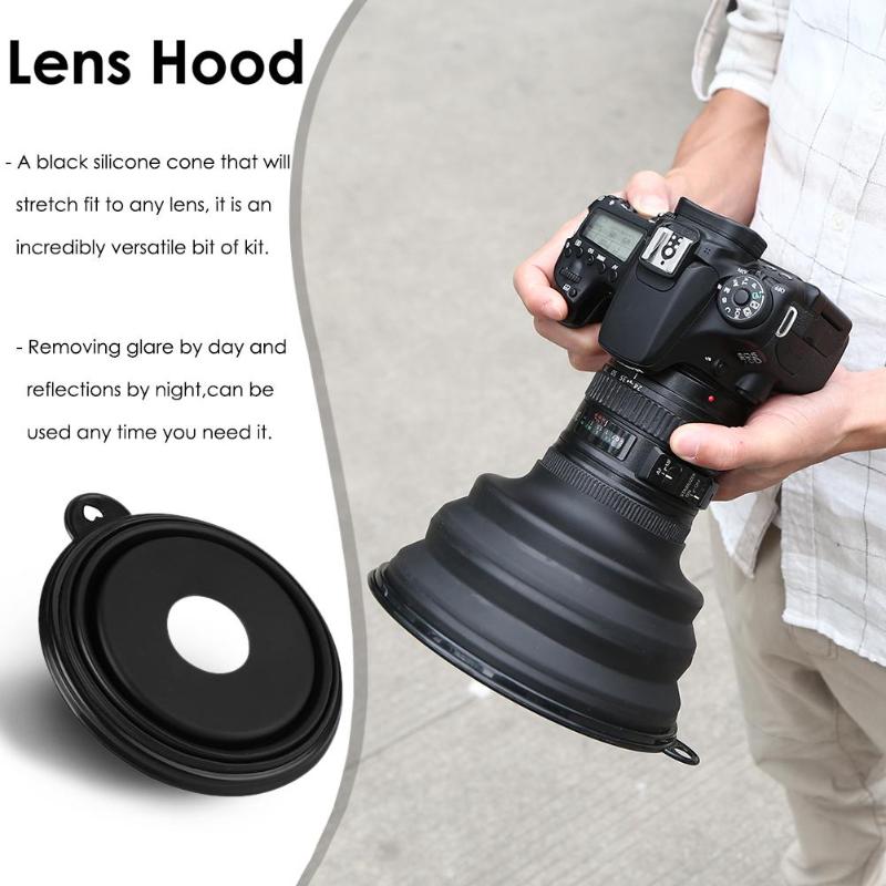 Ultimate Lens Cover Anti-glass Lens Hood Reflection-free Collapsible Silicone Lens Hood for Camera Mobile Phone Images Videos