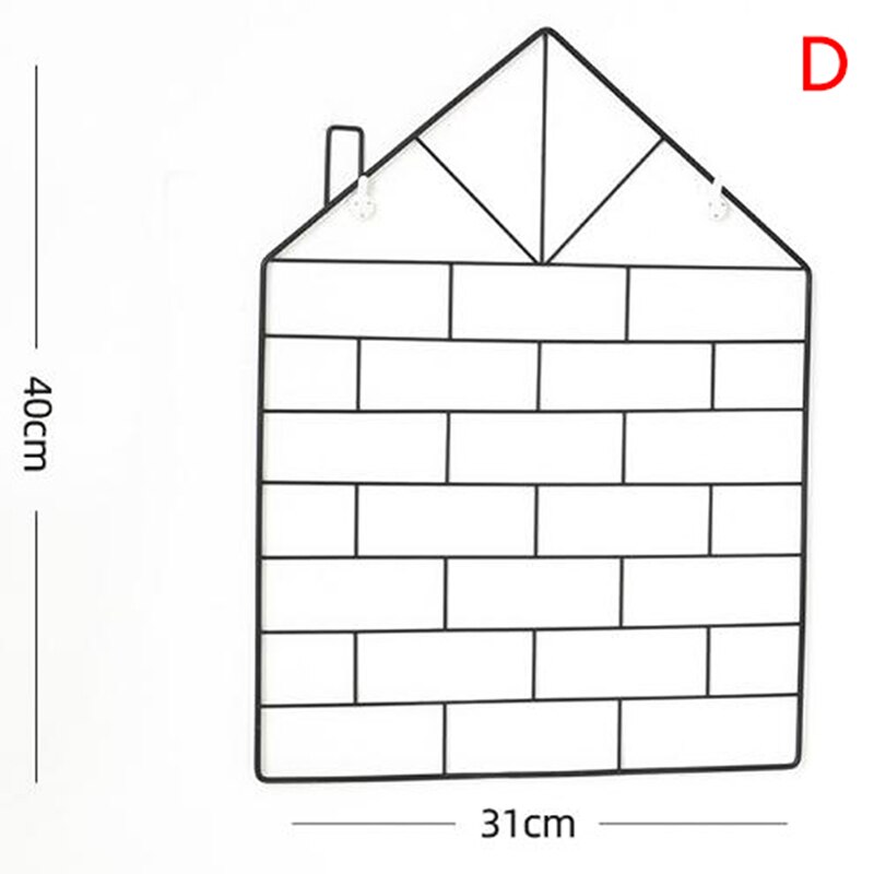 Metal Grid Decor Photo Frame Wall Art Display Mesh Storage Shelf Organizer Rack: D