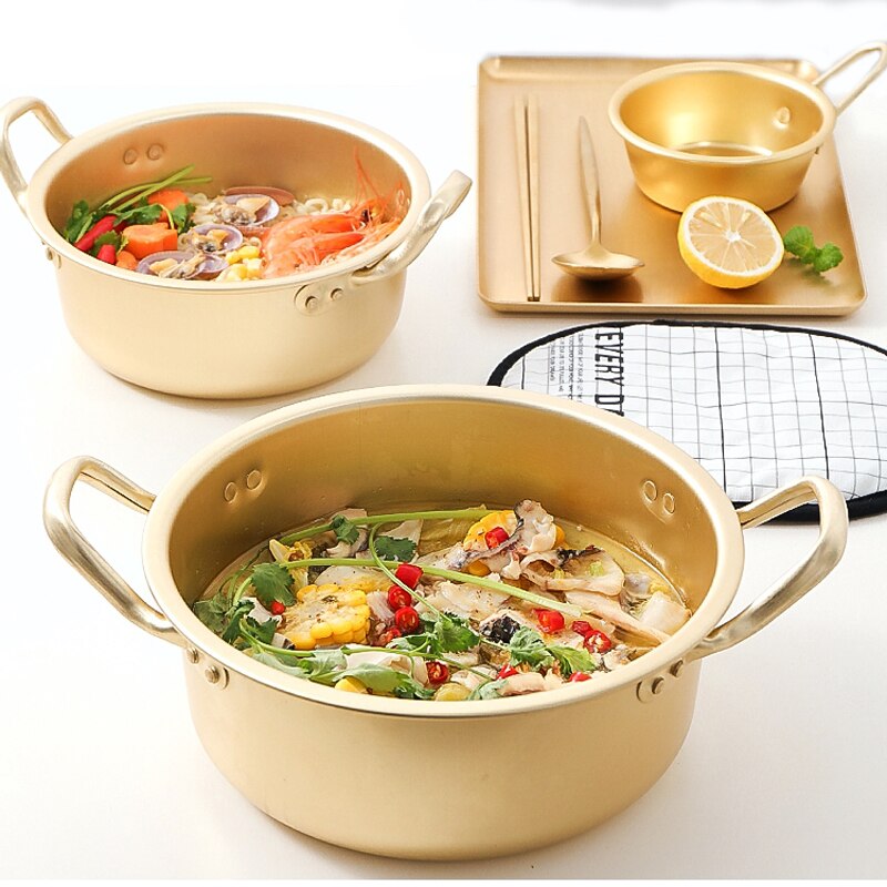 Chic Gold Soup Pot Aluminum alloy Non-stick Milk Pot Stockpot Cooker Salad Noodle Bowl Kitchen Cooking Tools 1PC cookware set