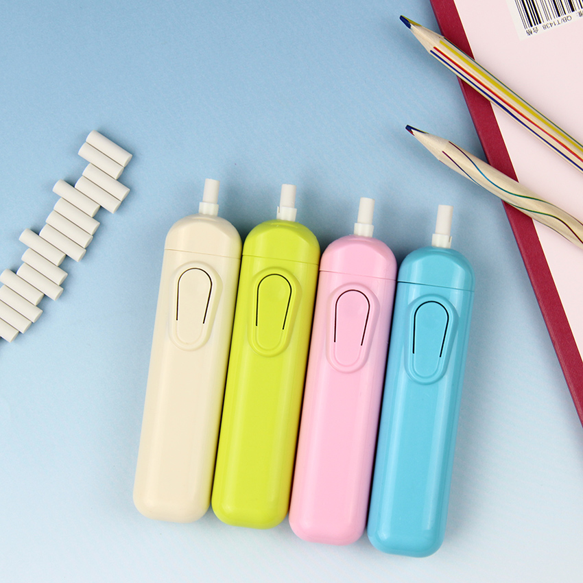 1PC Cute 4 Color Electric Eraser Kit Automatic School Supplies Stationery With 20 Refills