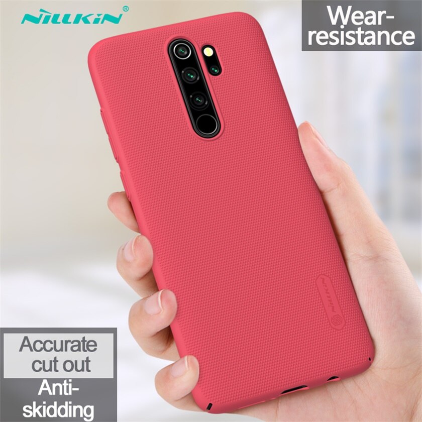 Nillkin Case For Xiaomi Redmi Note 8 Pro Cover Frosted Shield Hard PC protector Back Cover For Redmi Note 8 Case global version: Redmi Note 8 / Red