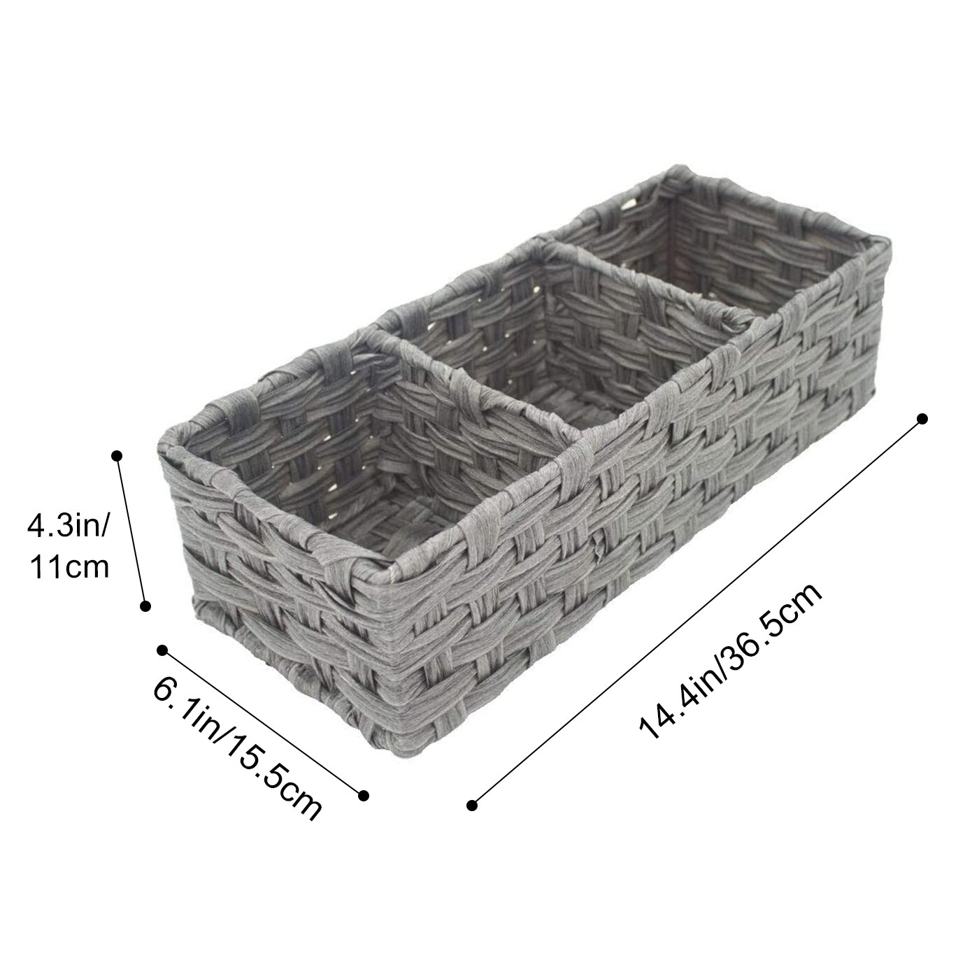 Slaapkamer Organiseren Woonkamer Decor Rieten Mand Speelgoed Bin Opslag Lade Rustieke Stijl Hand Geweven Rieten Mand Met Houten Handgrepen: 3 Dividers