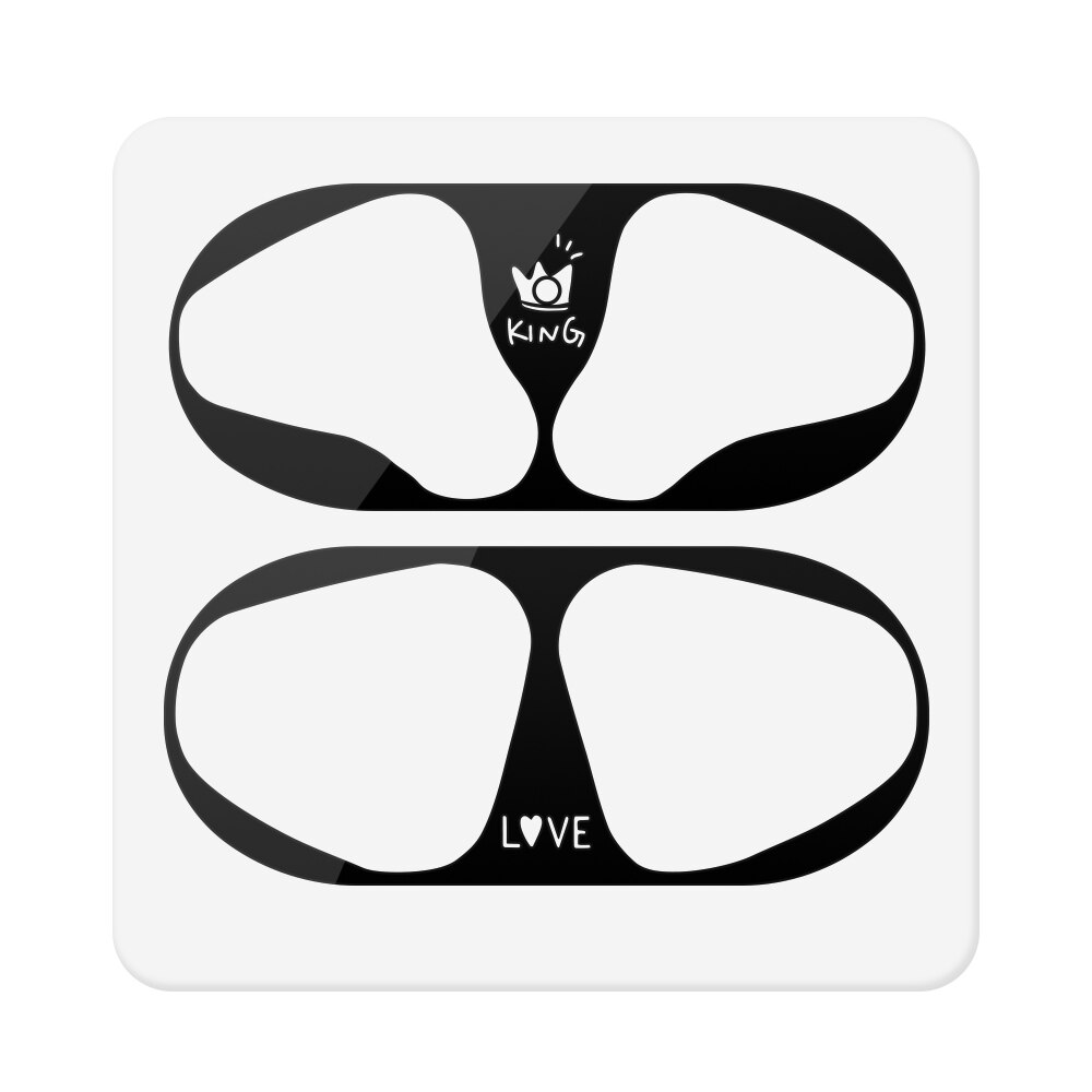 Etiqueta protectora de polvo de Metal para Airpods 2 1 pegatina protectora de piel para auriculares Airpods de Apple: Black-01