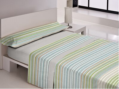 Juego de sábanas 50% ALGODON color verde o morado - Javier-Larrainzar - mod. LAZA - cama de 90, 105, 135, 150, 160, 180: Verde / Cama 90