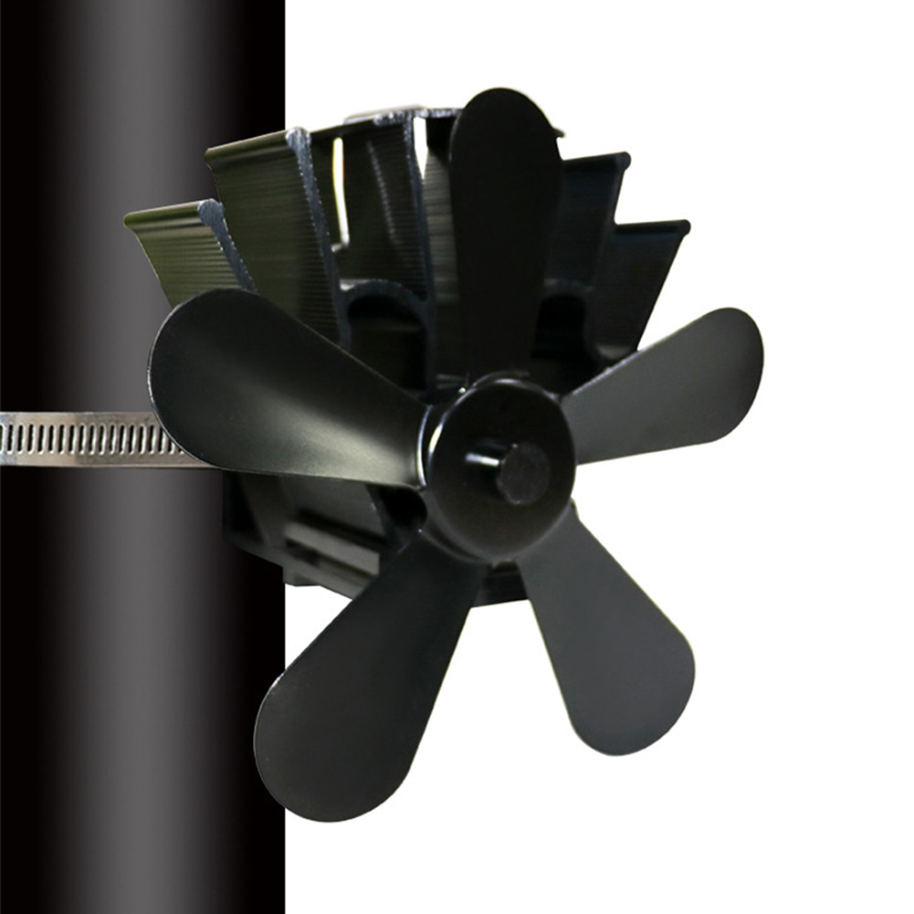 Household Low Noise Modern Burner Winter Heat Powered Warm Energy-Saving Aluminum 5 Blades Wood Stove Fireplace Fan Efficient