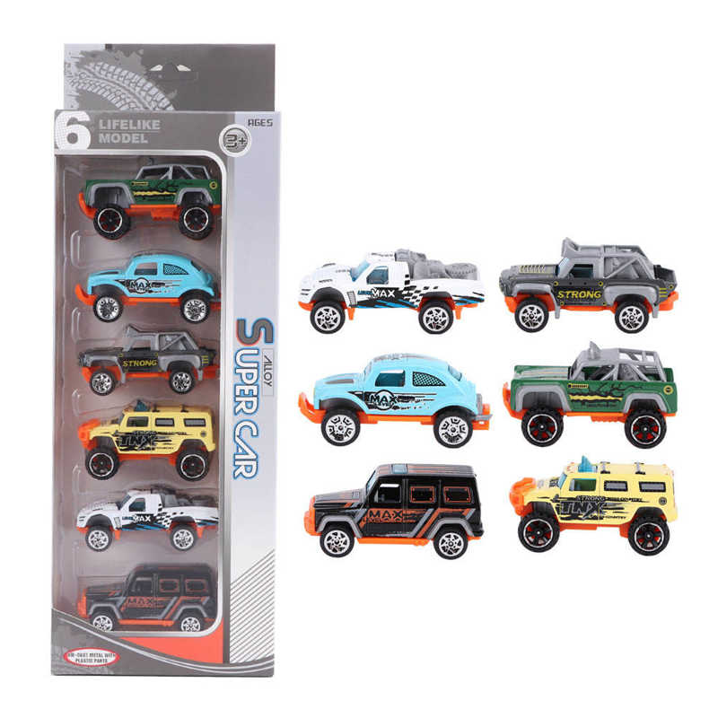 6Pcs 1:64 Techniek Auto Model Legering Simulatie Voertuig Auto Model Kinderen Speelgoed: D