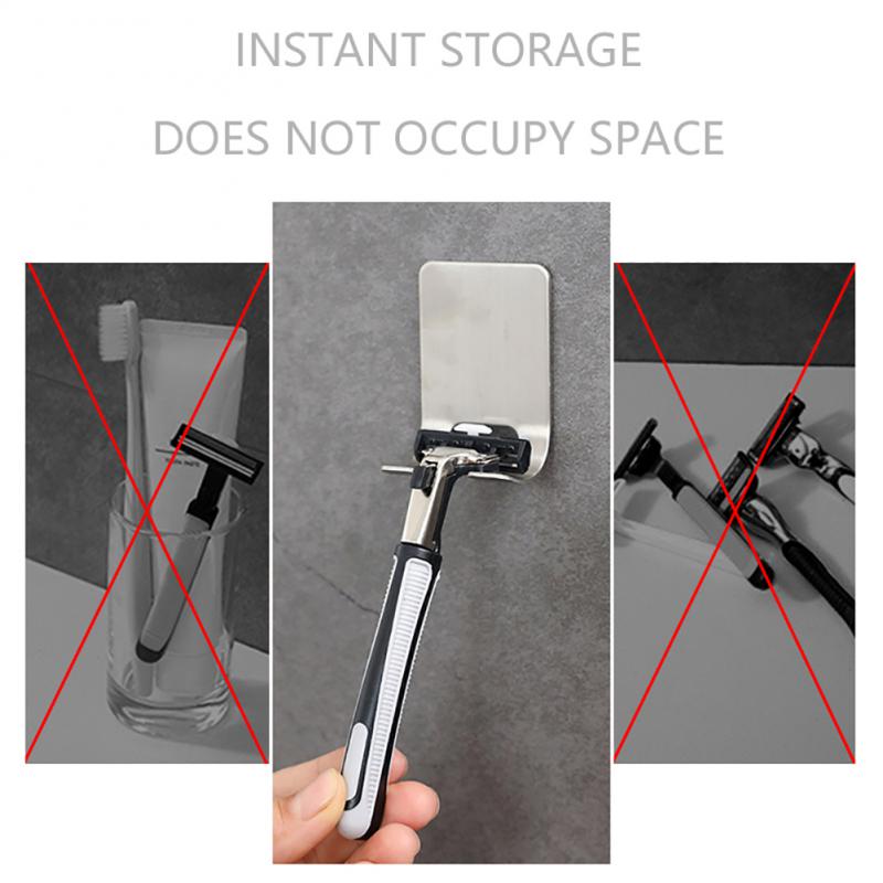 Soporte de maquinilla de afeitar de acero inoxidable para hombre, estante de almacenamiento montado en la pared, organizador de baño, ganchos