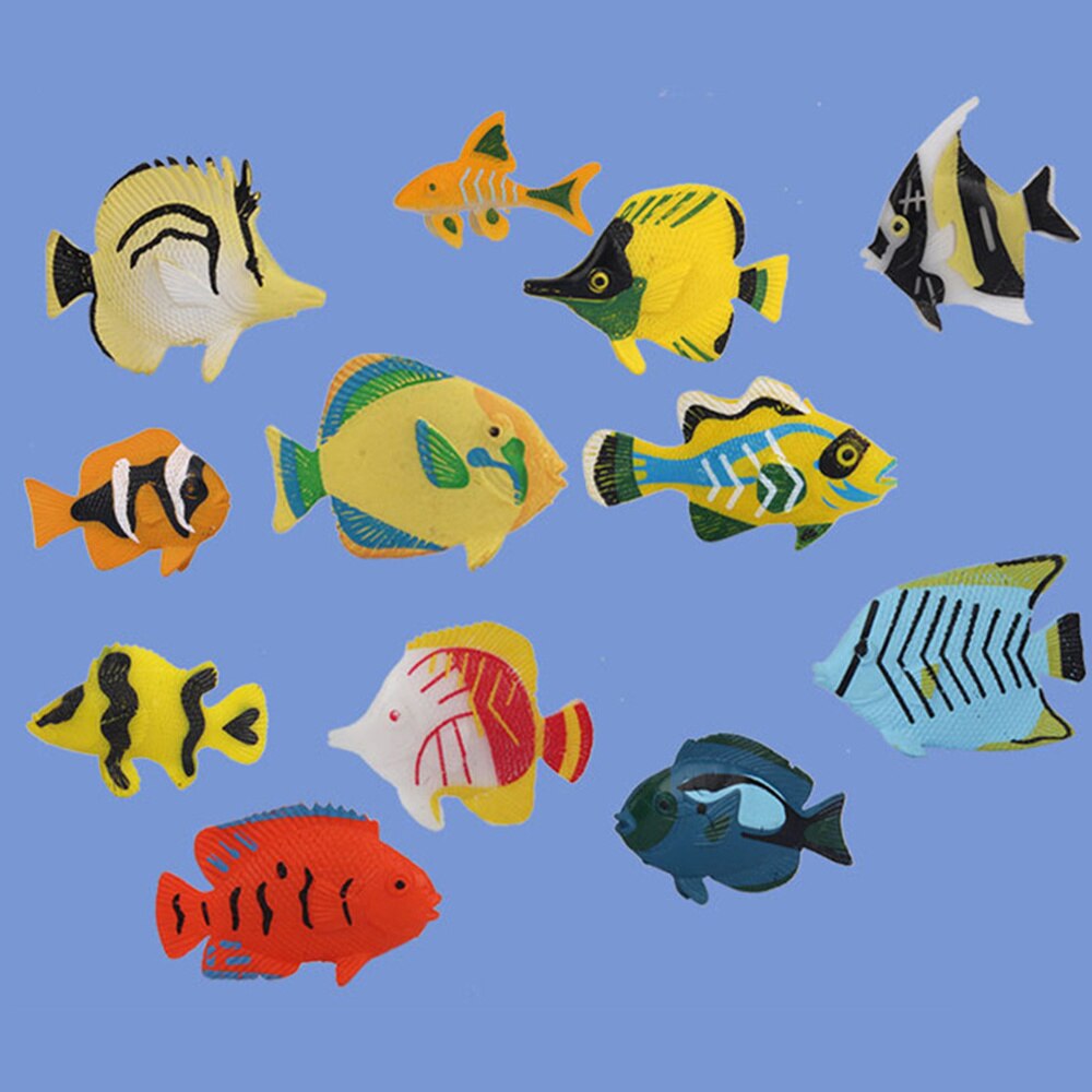 12Pcs Kids Tropische Vissen Model Speelgoed Aquarium Marine Animal Versiering Preschool Kids Educatief Speelgoed: Default Title