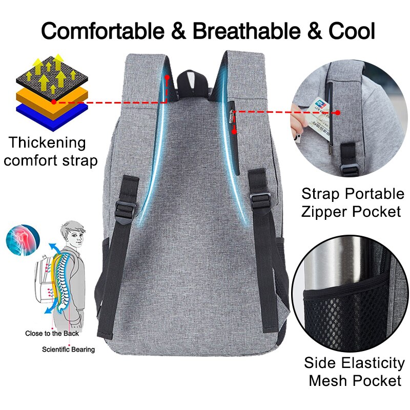 Anti-diefstal Mannen Rugzakken Schooltassen voor Tieners Jongens Grote Capaciteit 15.6 Inch Laptop Rugzak USB Opladen Travel Mannen tassen