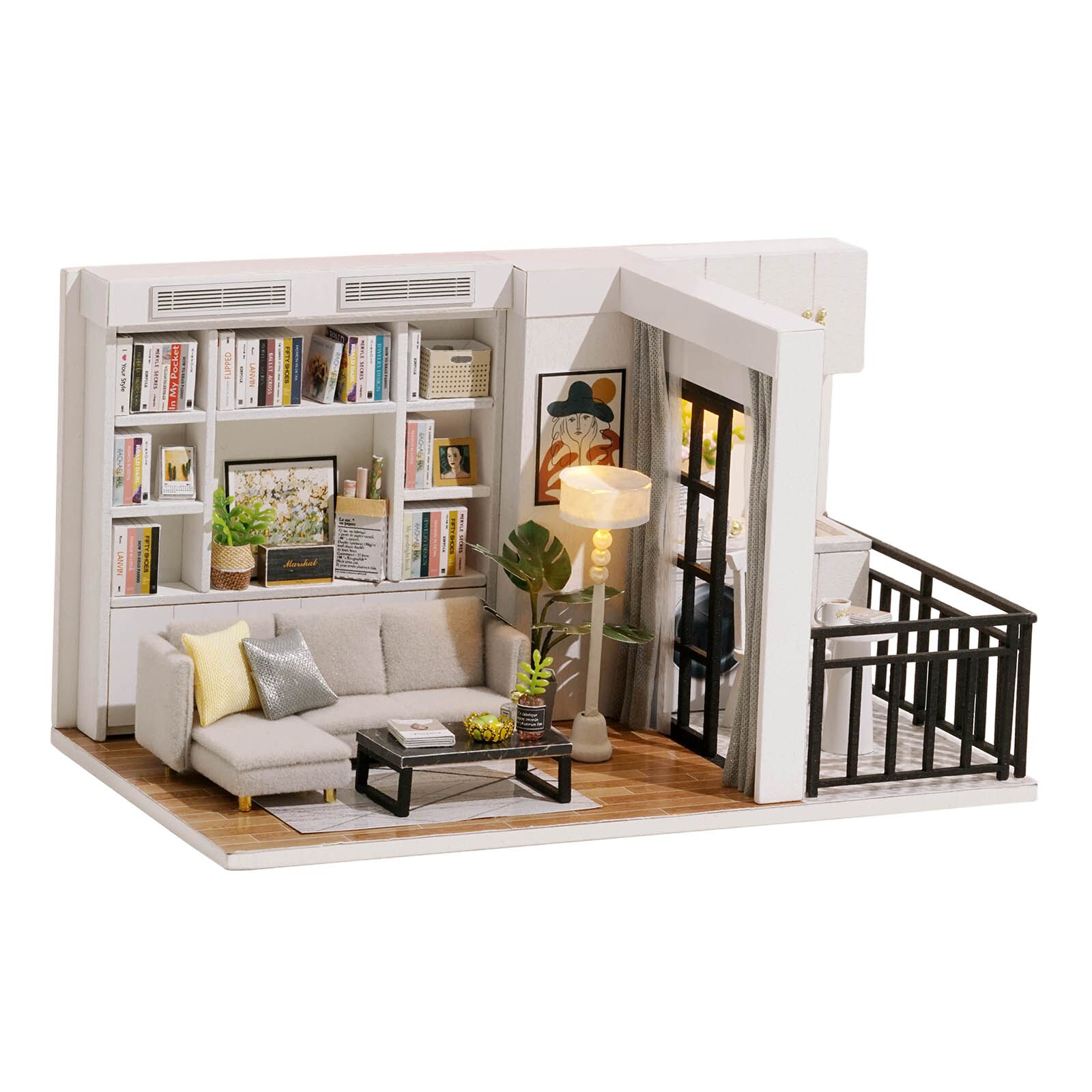DIY Handcraft Miniature Project Dolls House LED Light Dolls House Living Room