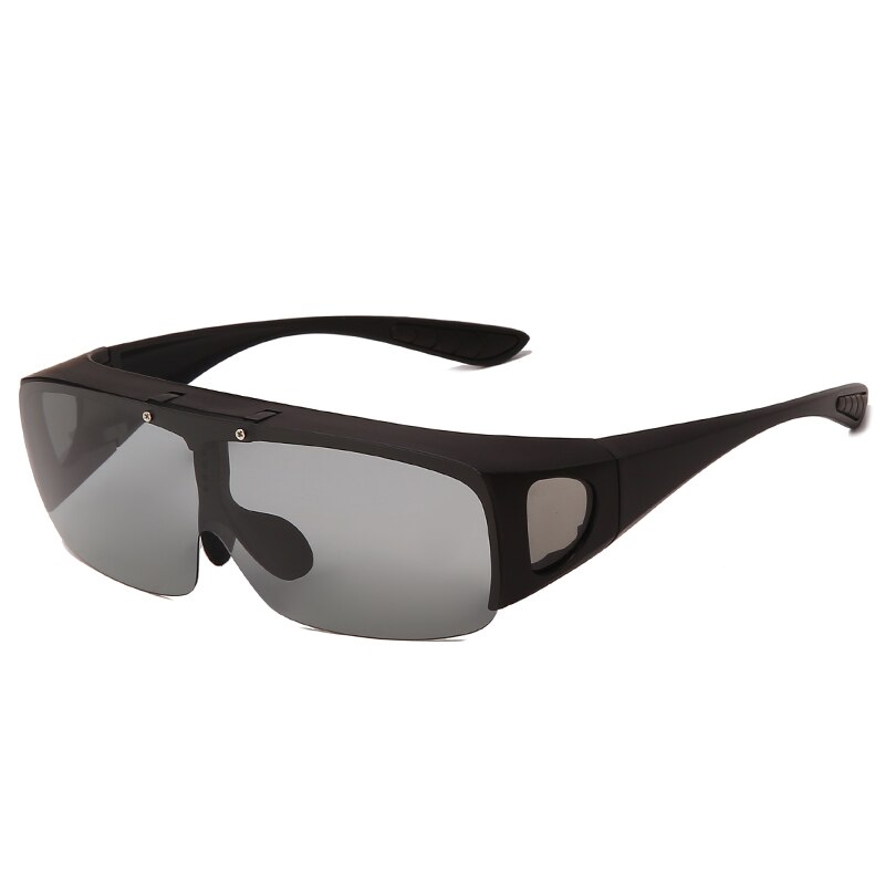 Flip up polariserede solbriller mænd kvinder plastik stel  uv400 briller passer over udendørs kørsel fiskeri sport solbriller cover: Misfarvning