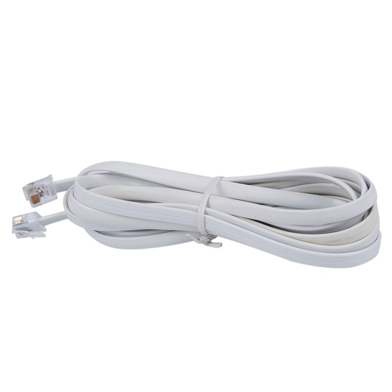 6P6C RJ11 Telephone Extension Fax Modem Cable Line 9.8Ft Length White