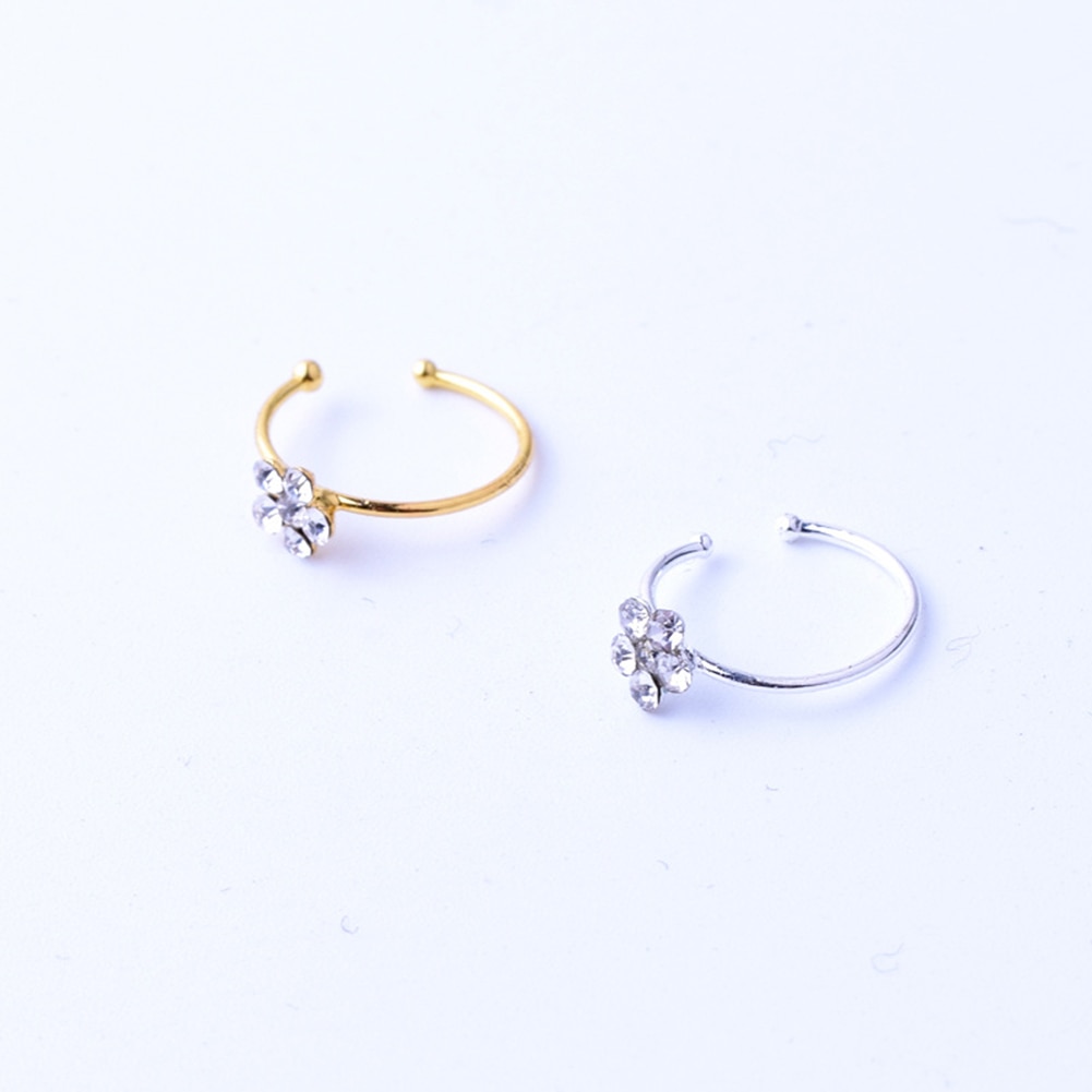 1PC Silver And Gold Color Nose Piercing Jewelry Nose Hoop Nostril Ring Flower Helix Cartilage Tragus Earring Sexy Body Jewelry