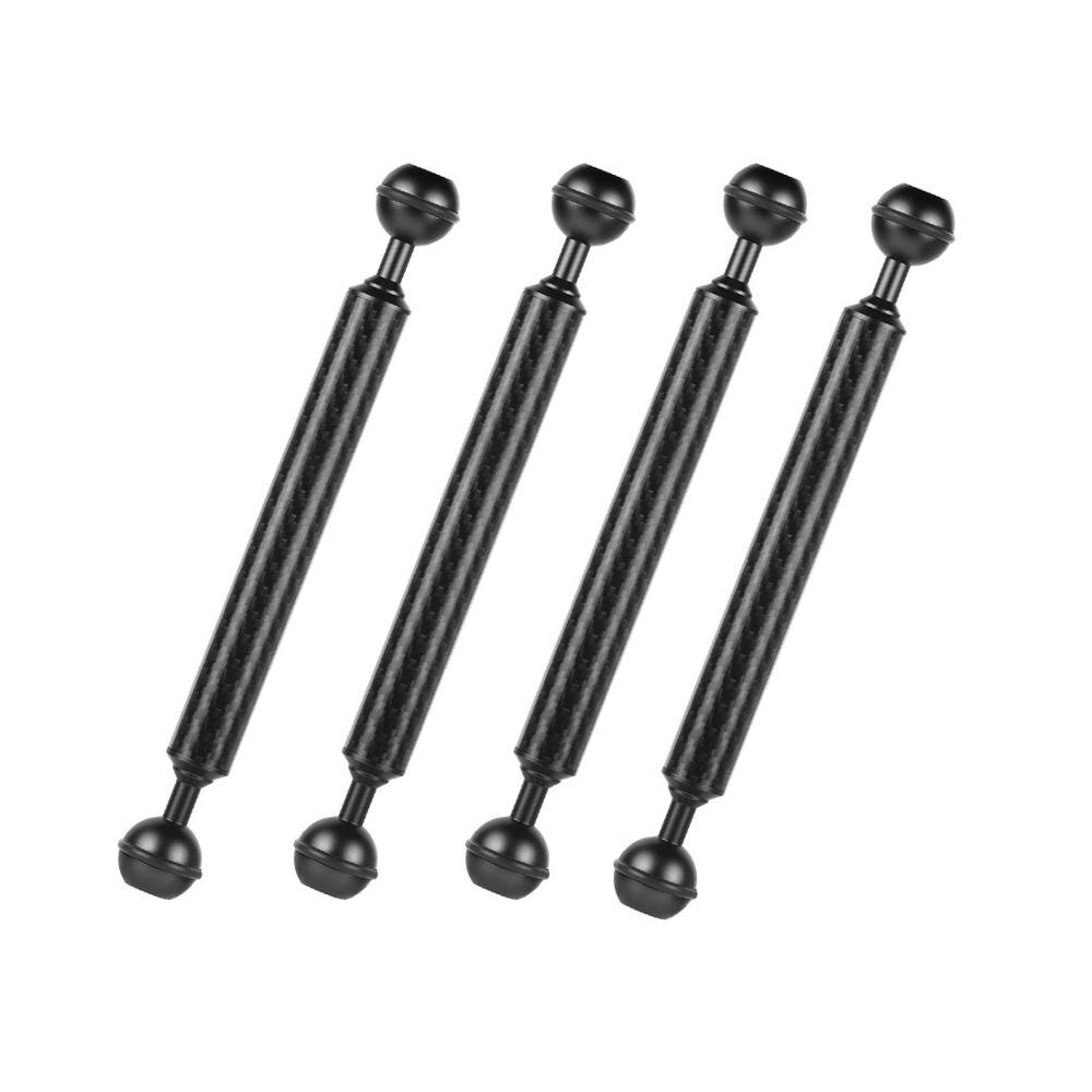 BGNing Carbon Fiber 1" Dual Ball Head 5/8/10/12inch Extension Arm D20mm Handheld Tripod Selfie Stick Camera Waterproof Mount: 4pcs 8inch