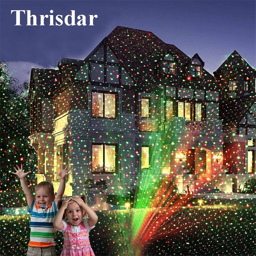 Thrisdar Kerst Laserlicht Projector Waterdicht Ster Projector Show Moving Rood Groen Landschap Spotlight Voor Xmas Hallowen