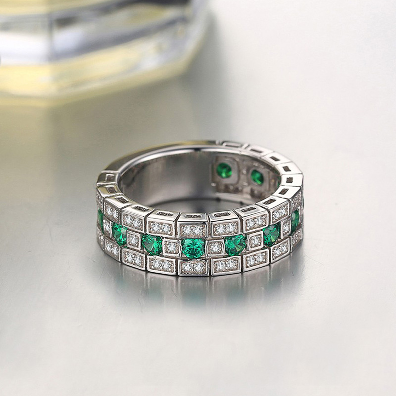 Huitan Verharde Green Zirconia Band Vrouwen Ringen Luxe Trouwringen Voor Mom Statement Sieraden: 7